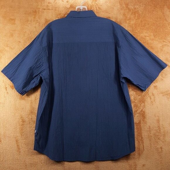 NN07 Shirt Mens XXL Navy Button Up Seersucker Short Sleeve FREDDY $210 - Picture 4 of 10